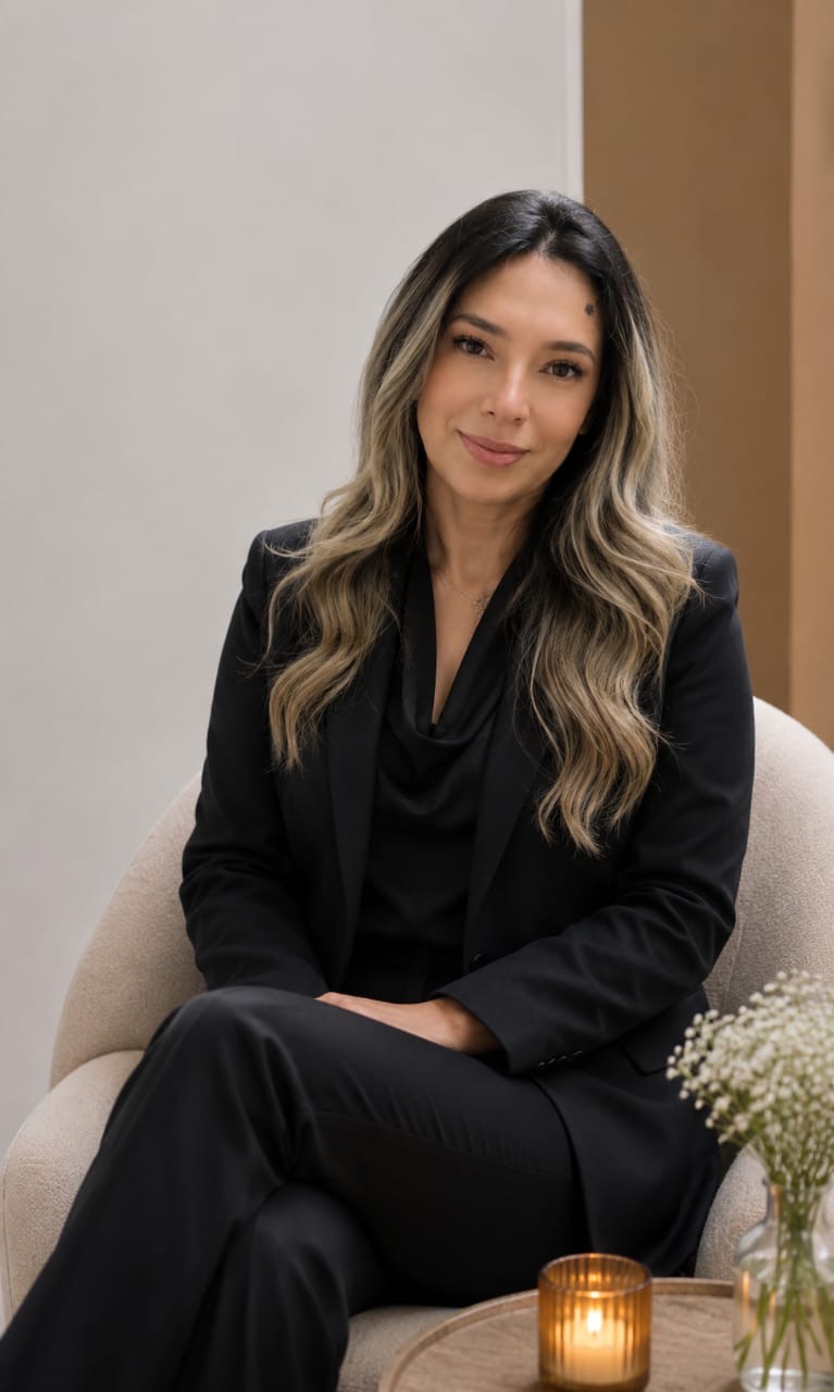 Guillermina Mugo sentada en un sillón